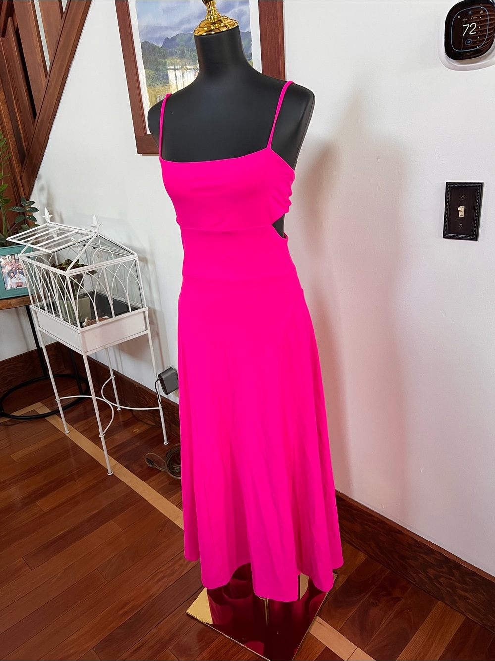 Susana Monaco Hot Pink Spaghetti Strap Midi Dress sz L #resort #beach #vacation